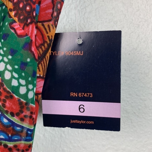 Just… Taylor faux wrap flutter sleeve tribal floral chiffon maxi dress lined EUC - Picture 12 of 14